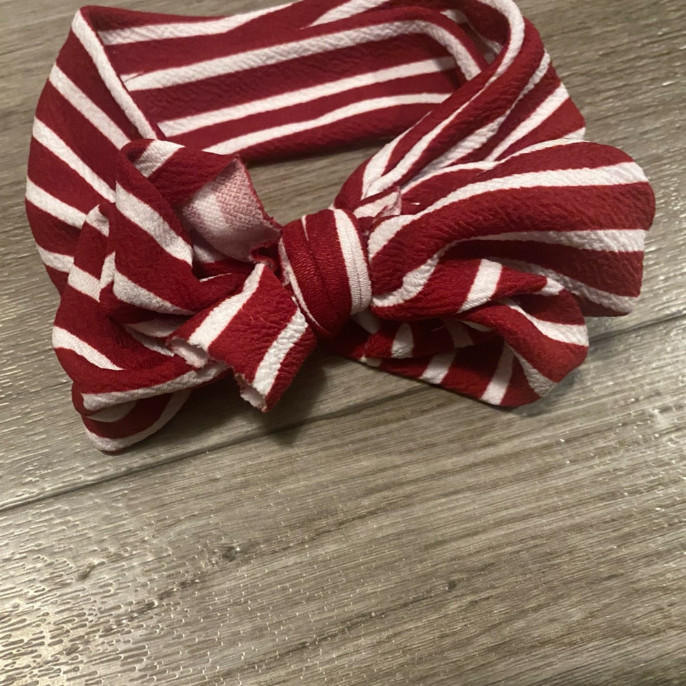 Red and White Striped Hair Bow